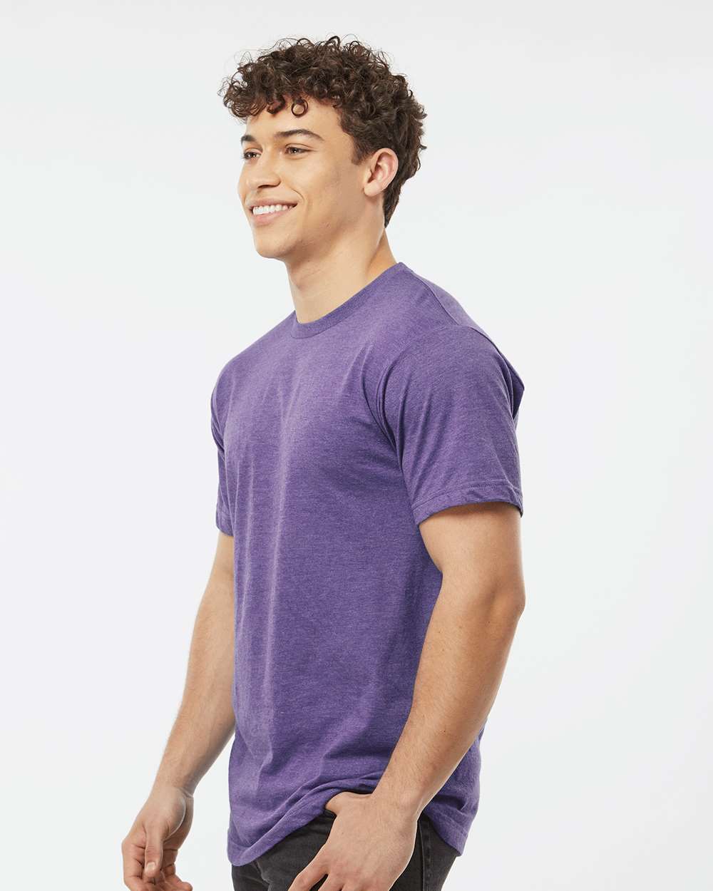 Men's Fine Jersey T-Shirt - OnModelSide - B10259672 - Heather Purple