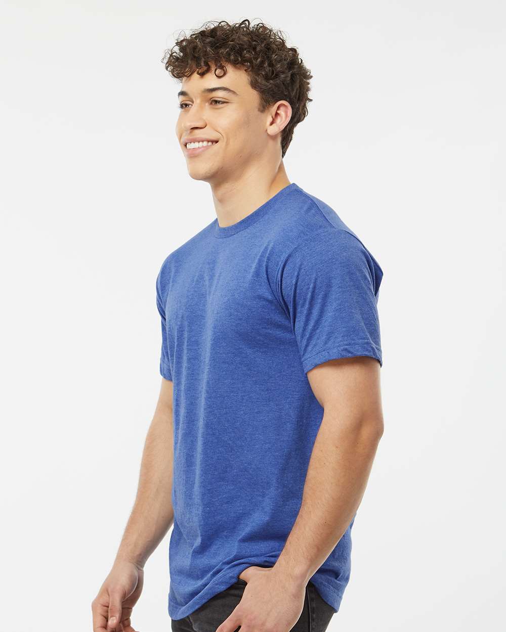 Men's Fine Jersey T-Shirt - OnModelSide - B10259752 - Heather Royal