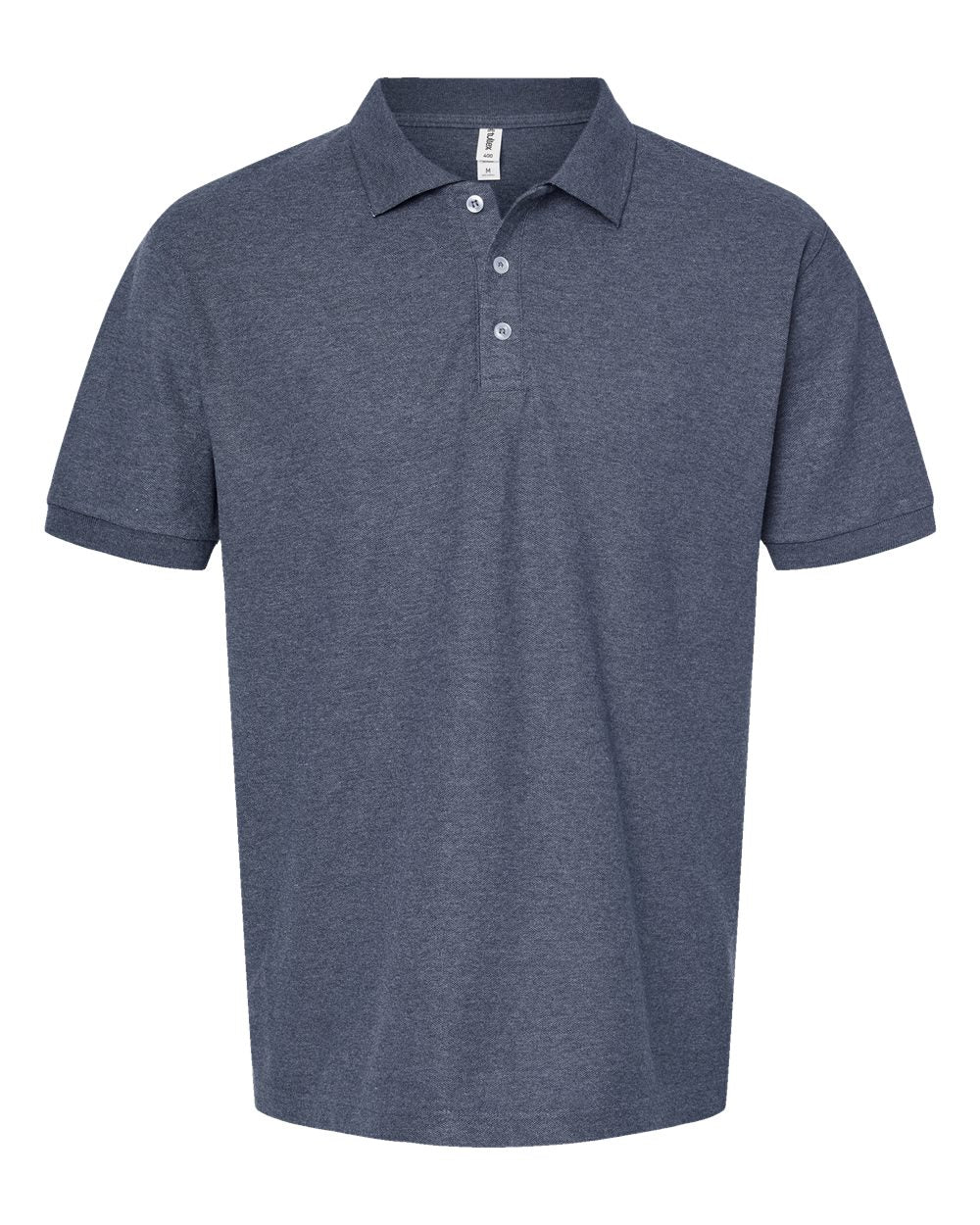 Men's 50/50 Sport Pique Polo - Front - B10559103 - Heather Navy