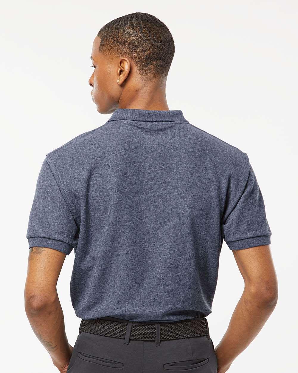 Men's 50/50 Sport Pique Polo - OnModelBack - B10559103 - Heather Navy