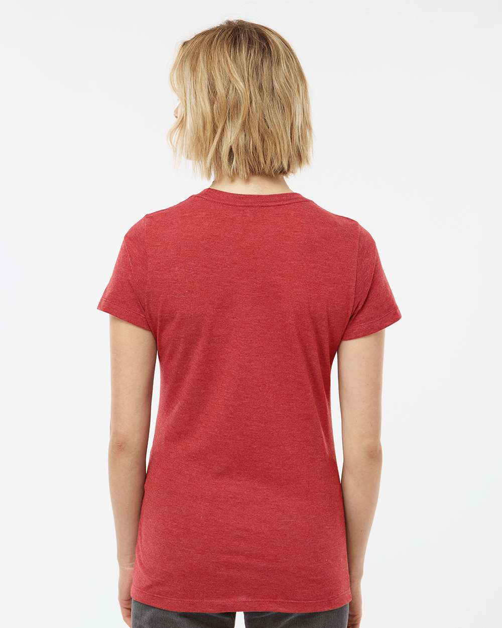 Women's Premium Cotton Blend T-Shirt - OnModelBack - B11159102 - Red Heather