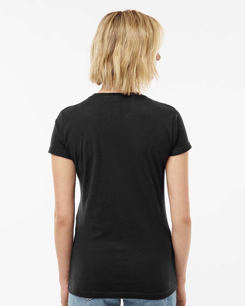 Women's Fine Jersey Slim Fit T-Shirt - OnModelBack - B20159502 - Black