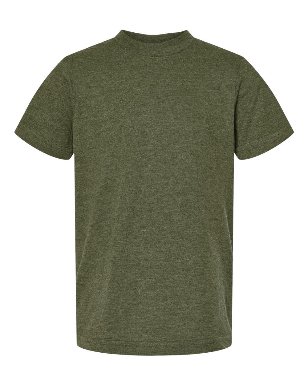 Youth Fine Jersey T-Shirt - Front - B20459062 - Heather Military Green