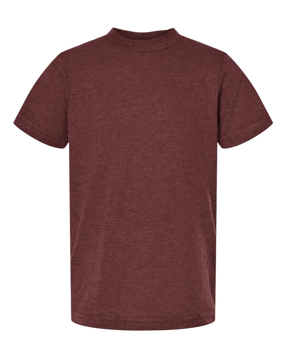 Youth Fine Jersey T-Shirt - Front - B20459532 - Heather Burgundy