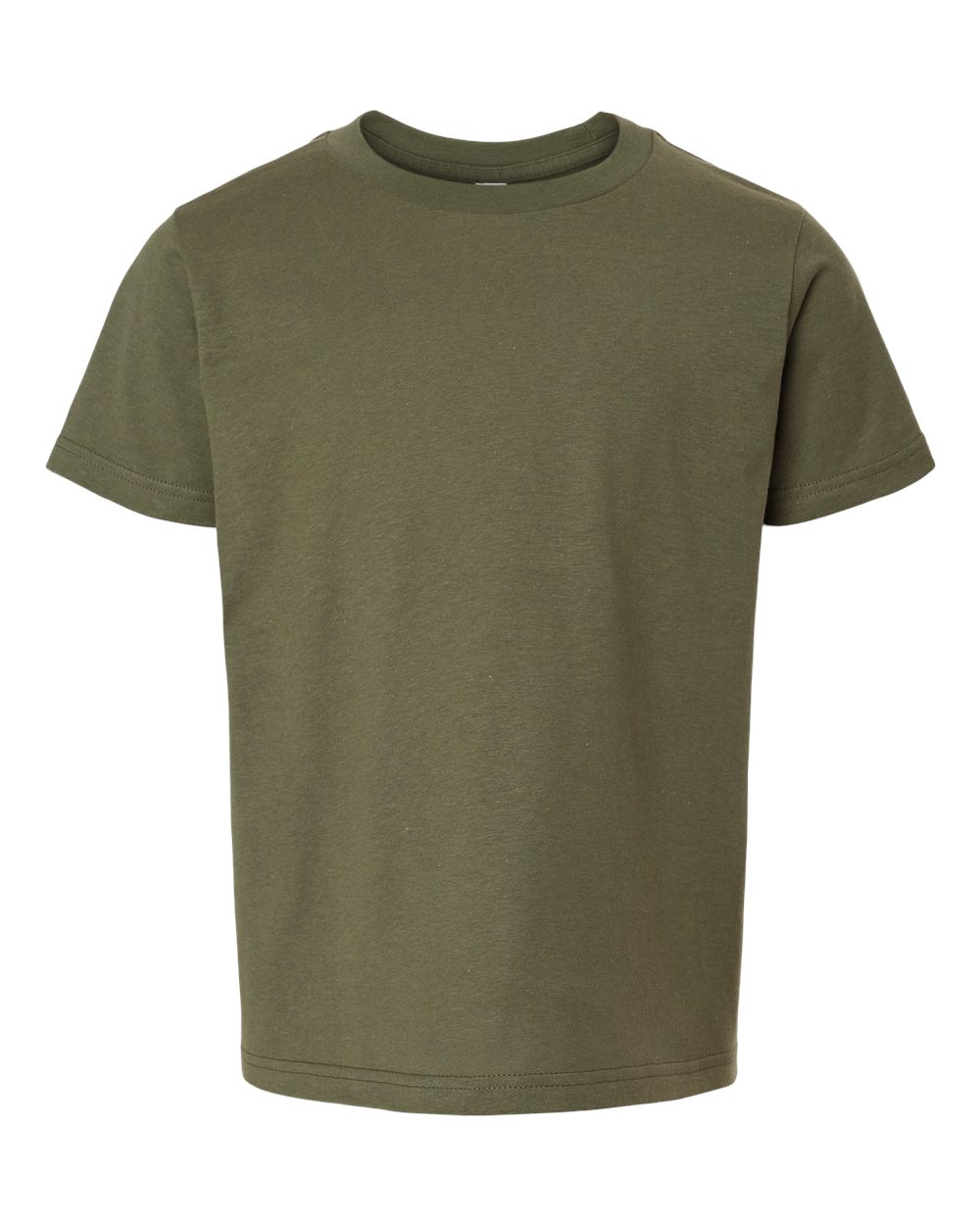 Youth Fine Jersey T-Shirt - Front - B20459542 - Military Green