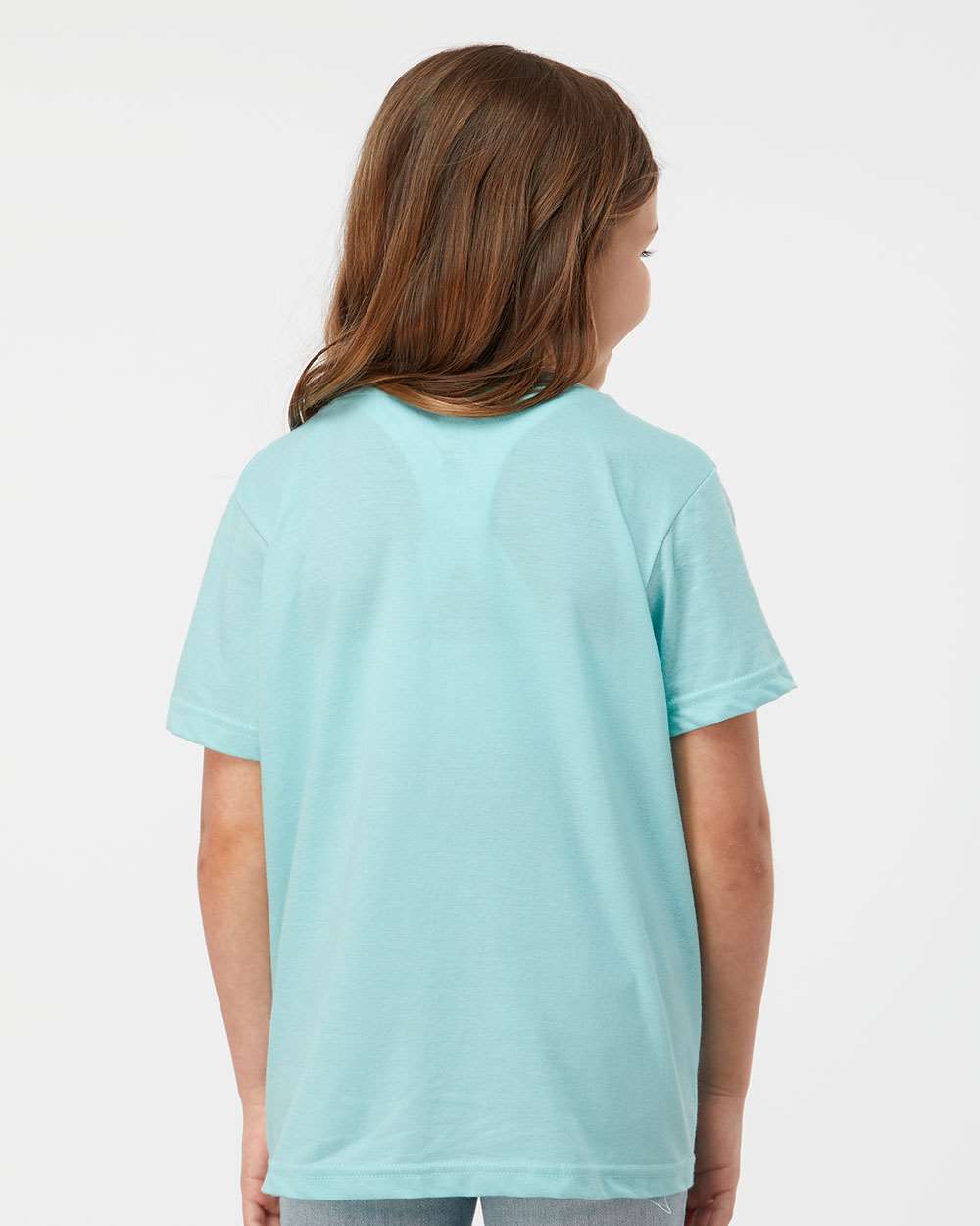 Youth Fine Jersey T-Shirt - OnModelBack - B20459052 - Heather Purist Blue