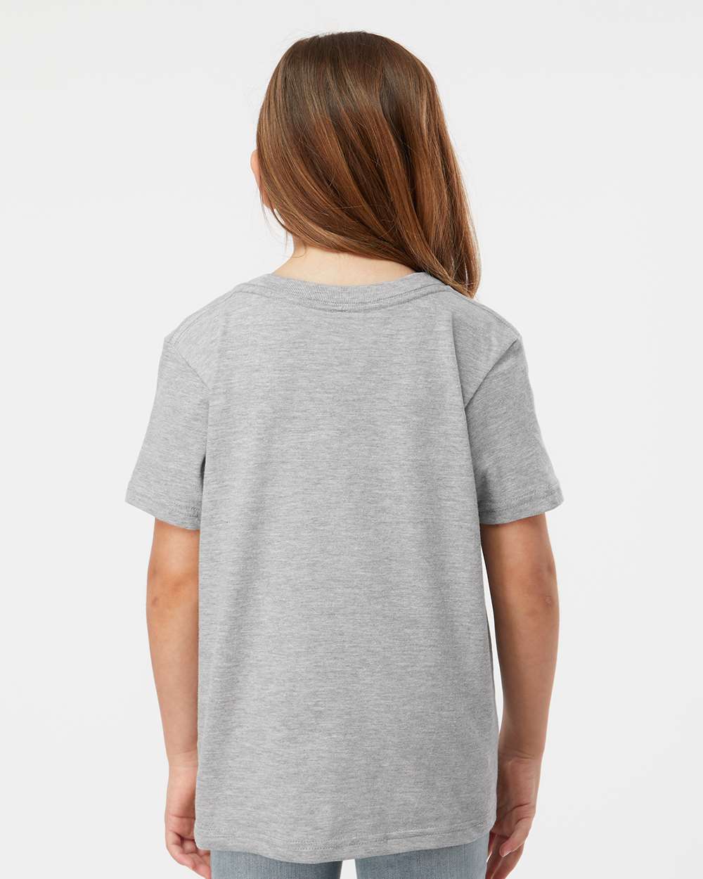 Youth Fine Jersey T-Shirt - OnModelBack - B20459102 - Heather Grey