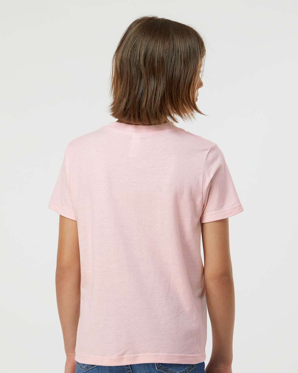 Youth Fine Jersey T-Shirt - OnModelBack - B20459112 - Pink