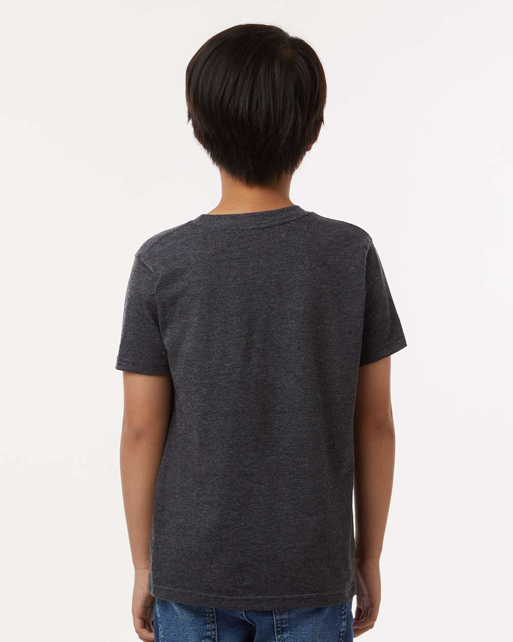 Youth Fine Jersey T-Shirt - OnModelBack - B20459592 - Heather Graphite