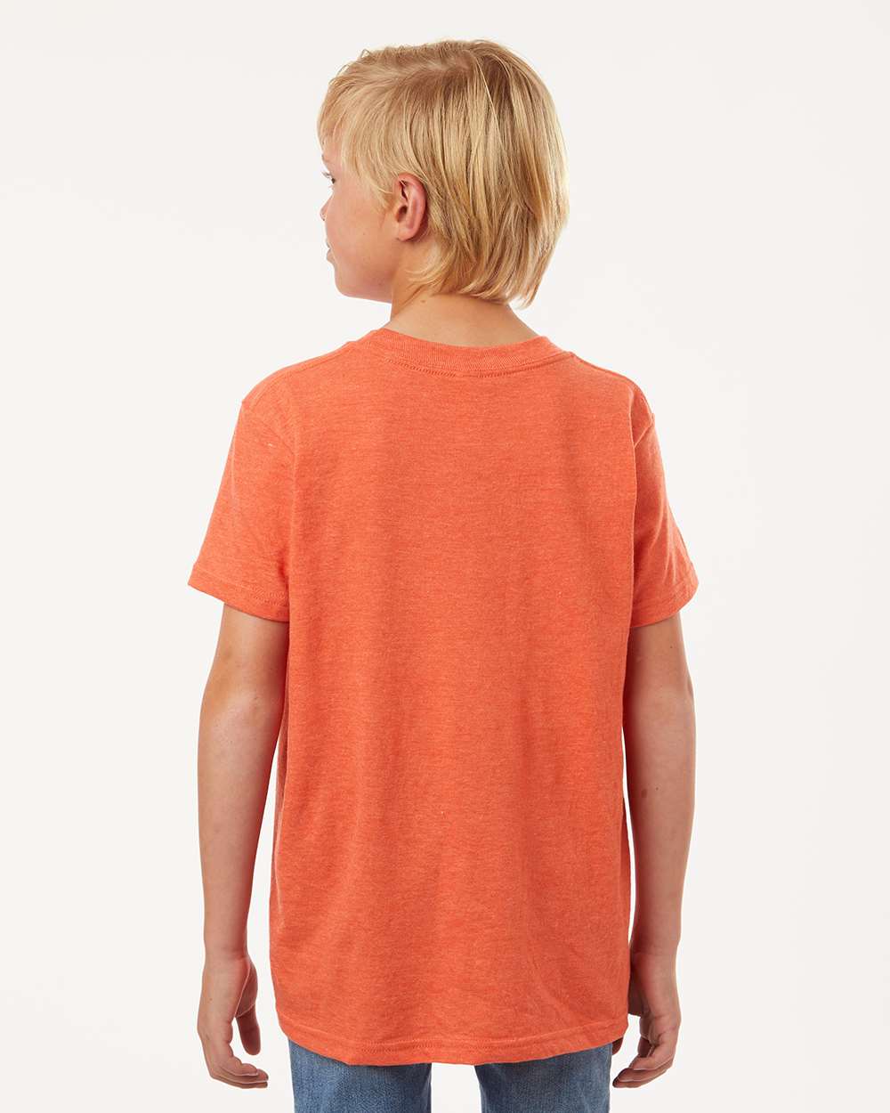 Youth Fine Jersey T-Shirt - OnModelBack - B20459662 - Heather Orange