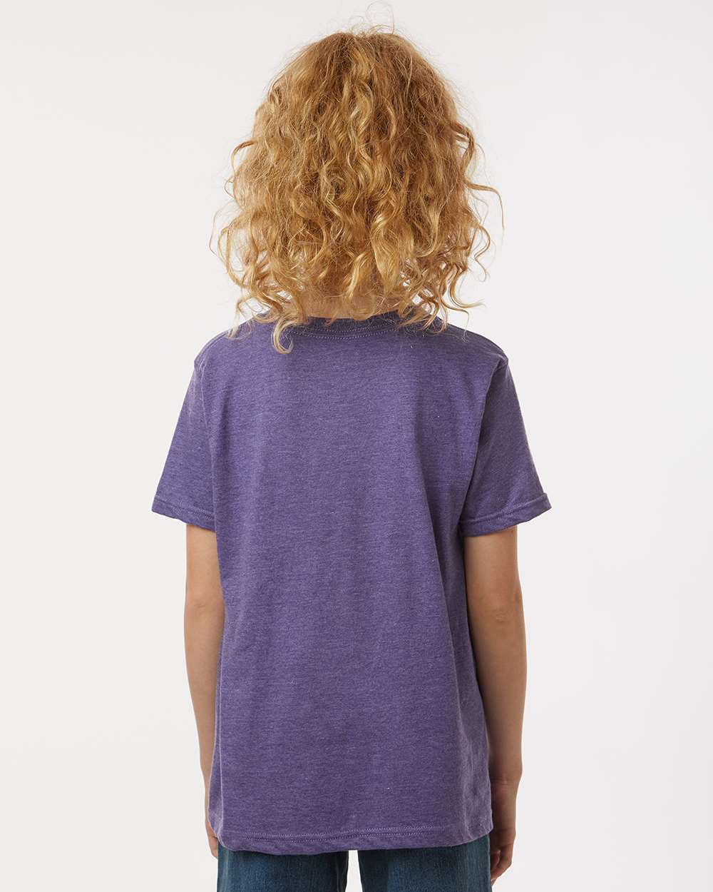 Youth Fine Jersey T-Shirt - OnModelBack - B20459672 - Heather Purple