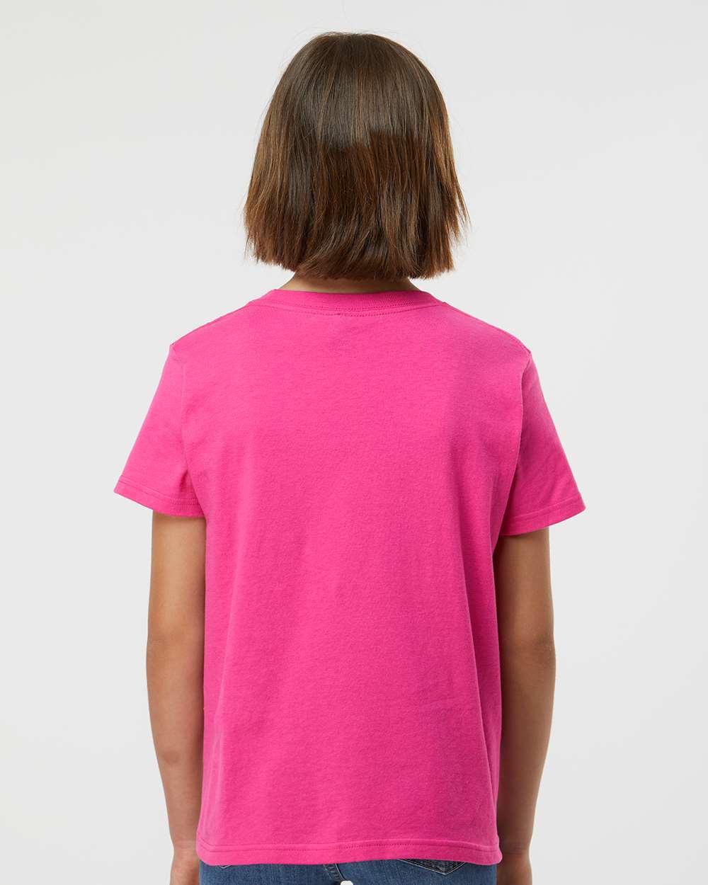 Youth Fine Jersey T-Shirt - OnModelBack - B20459692 - Fuchsia