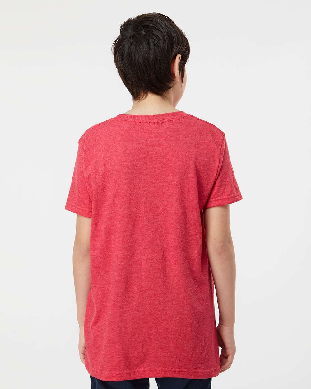 Youth Fine Jersey T-Shirt - OnModelBack - B20459702 - Heather Red