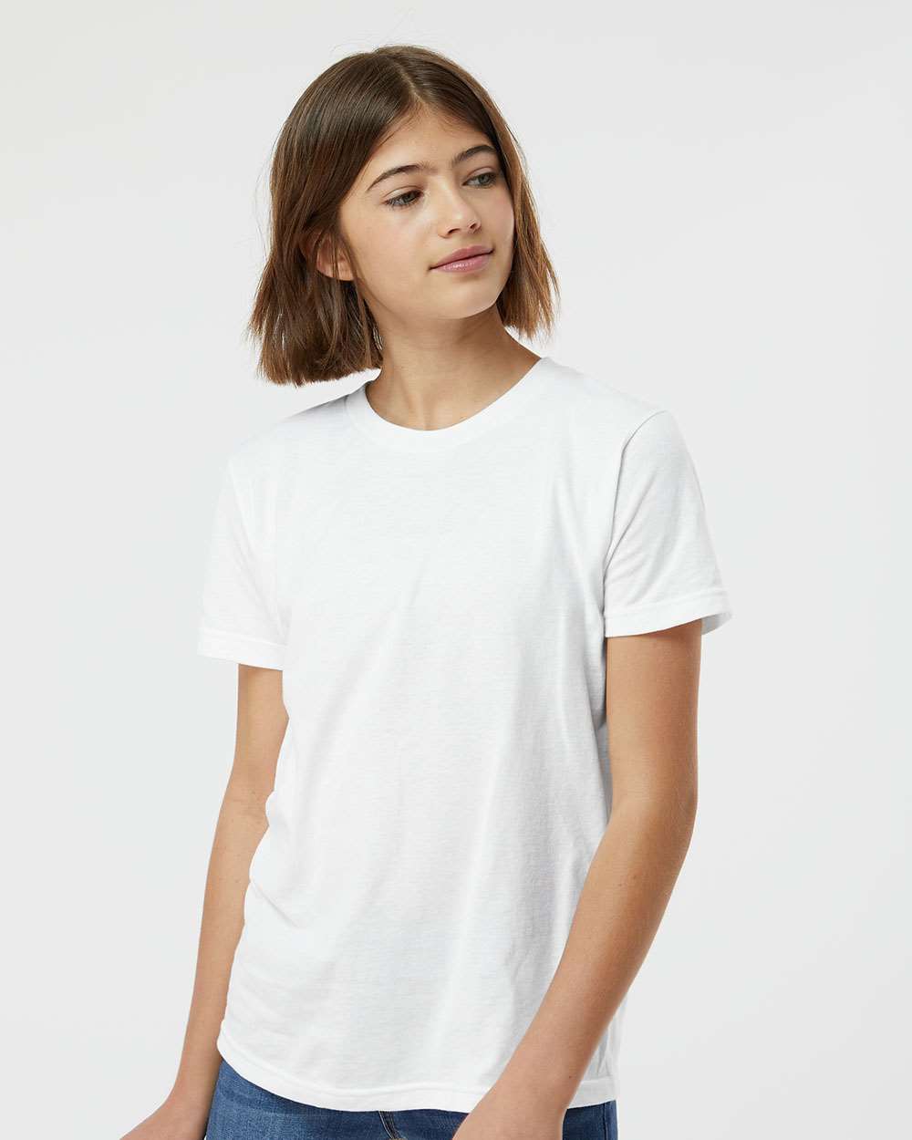 Youth Fine Jersey T-Shirt - OnModelFront - B20459002 - White