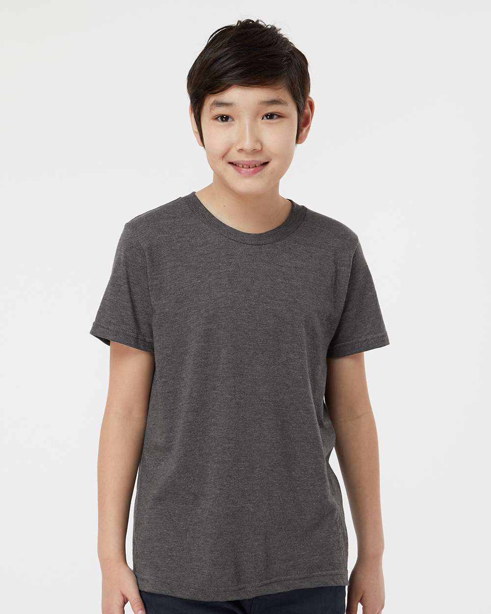 Youth Fine Jersey T-Shirt - OnModelFront - B20459092 - Heather Charcoal
