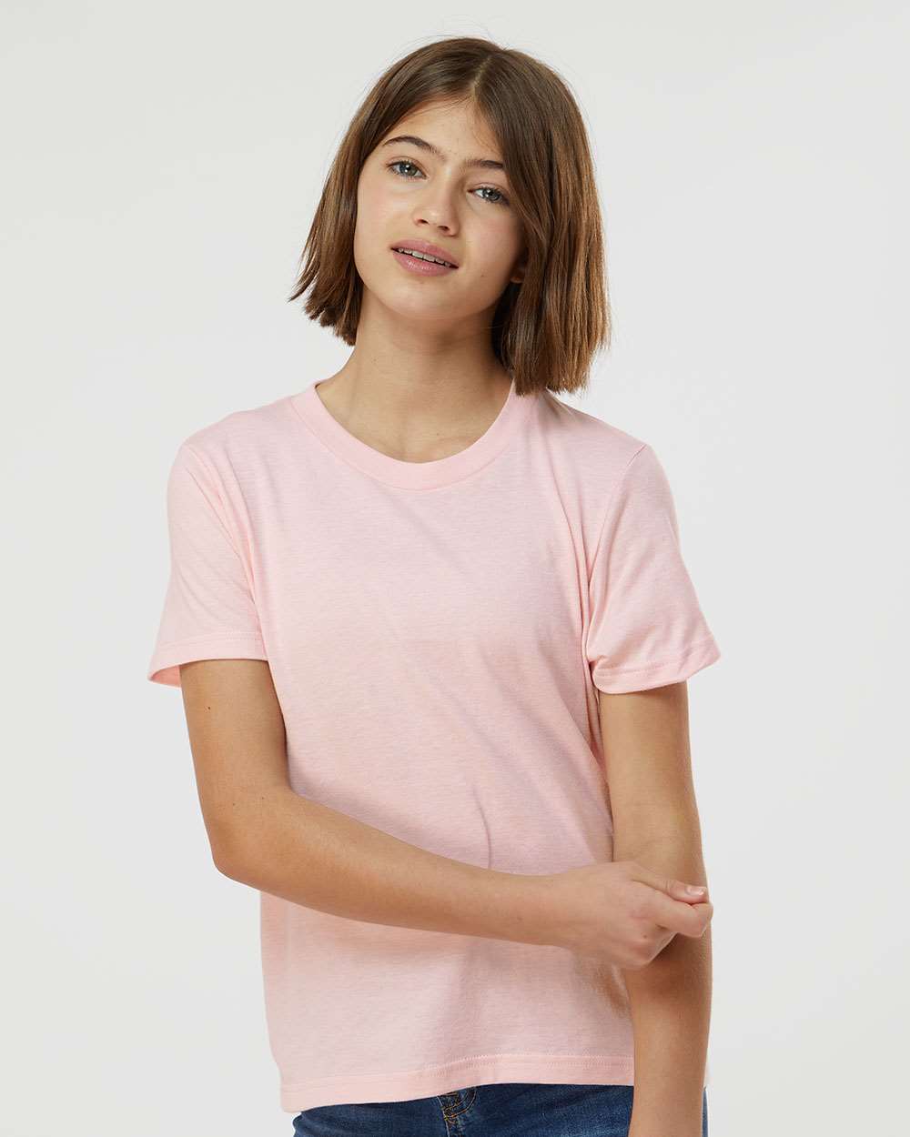 Youth Fine Jersey T-Shirt - OnModelFront - B20459112 - Pink