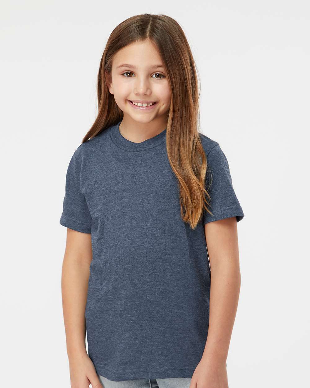 Youth Fine Jersey T-Shirt - OnModelFront - B20459252 - Heather Denim