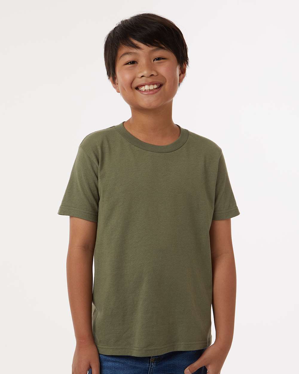 Youth Fine Jersey T-Shirt - OnModelFront - B20459542 - Military Green