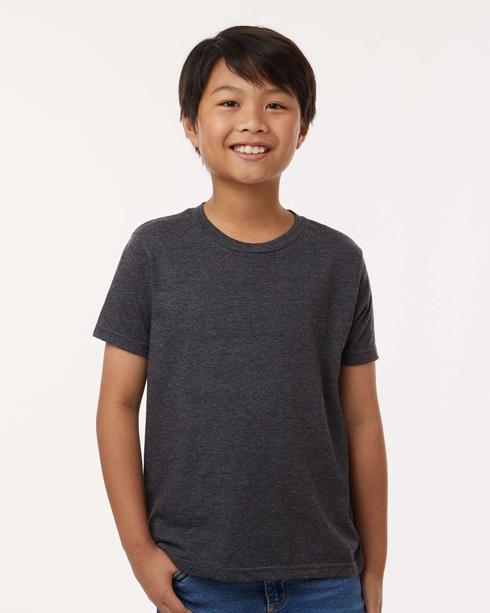Youth Fine Jersey T-Shirt - OnModelFront - B20459592 - Heather Graphite