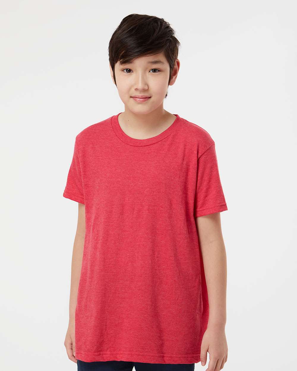 Youth Fine Jersey T-Shirt - OnModelFront - B20459702 - Heather Red