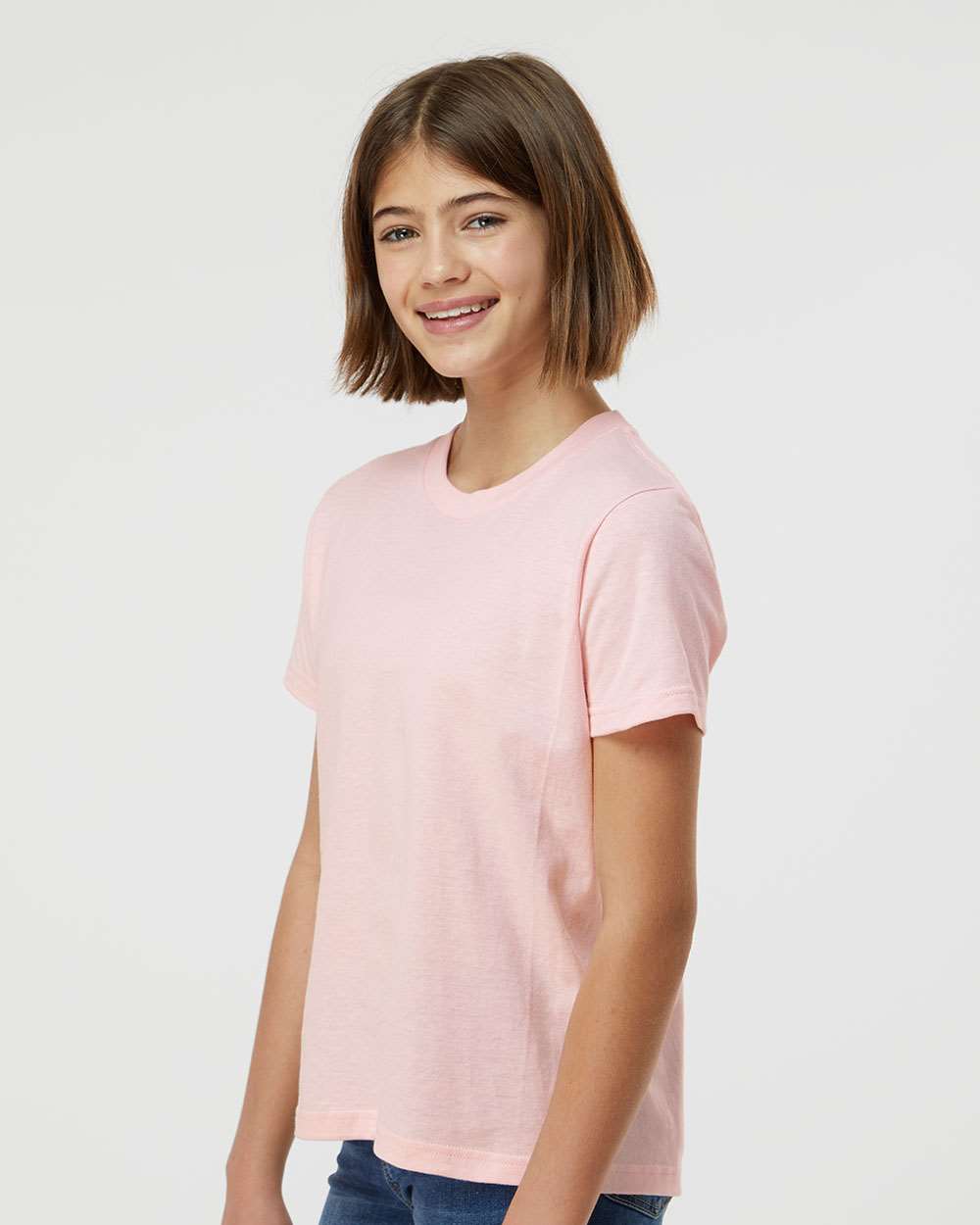 Youth Fine Jersey T-Shirt - OnModelSide - B20459112 - Pink