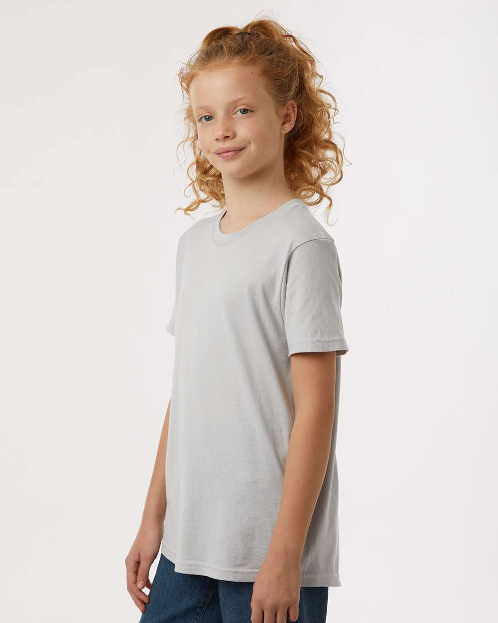 Youth Fine Jersey T-Shirt - OnModelSide - B20459352 - Silver