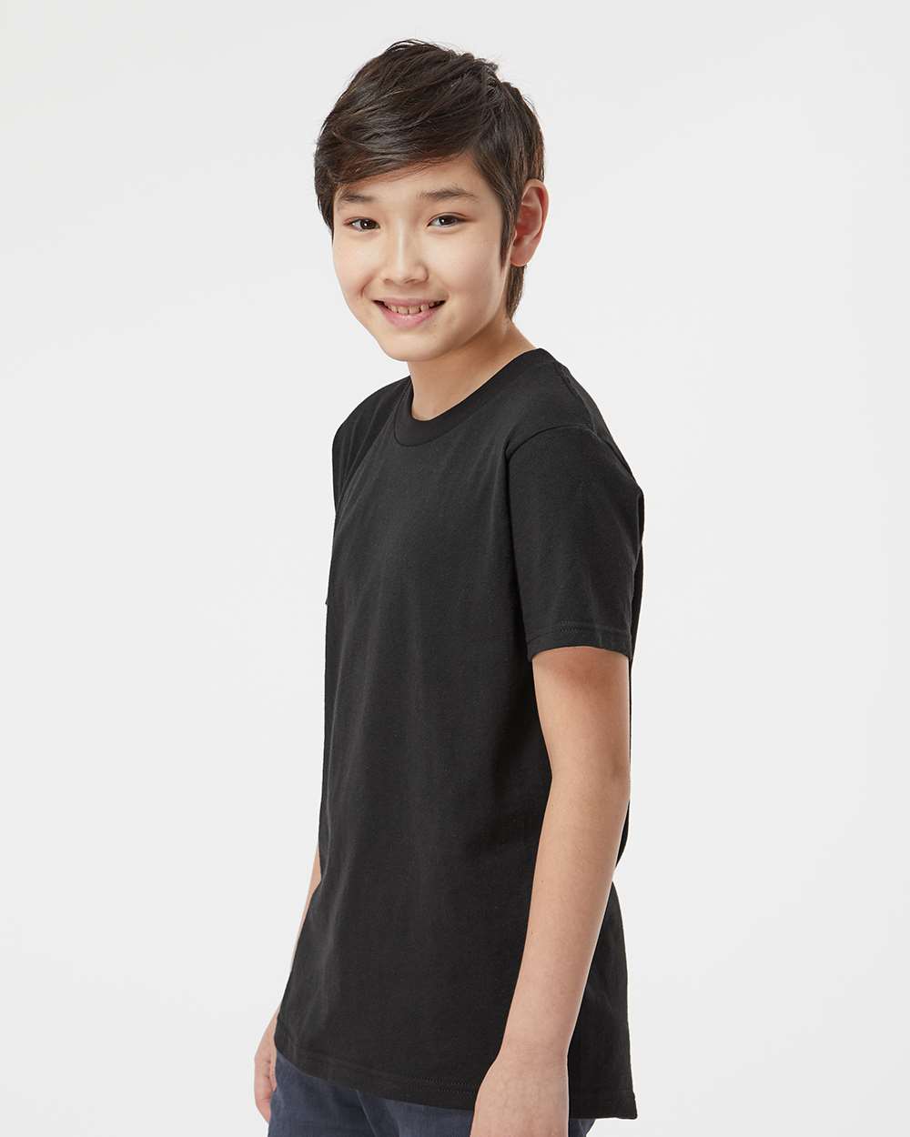 Youth Fine Jersey T-Shirt - OnModelSide - B20459502 - Black