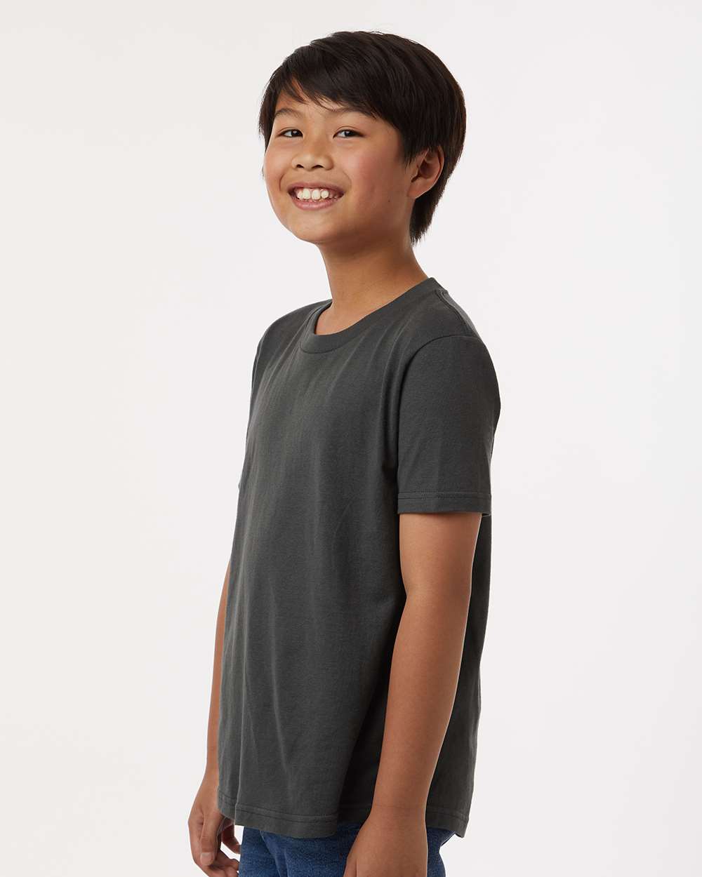 Youth Fine Jersey T-Shirt - OnModelSide - B20459582 - Charcoal