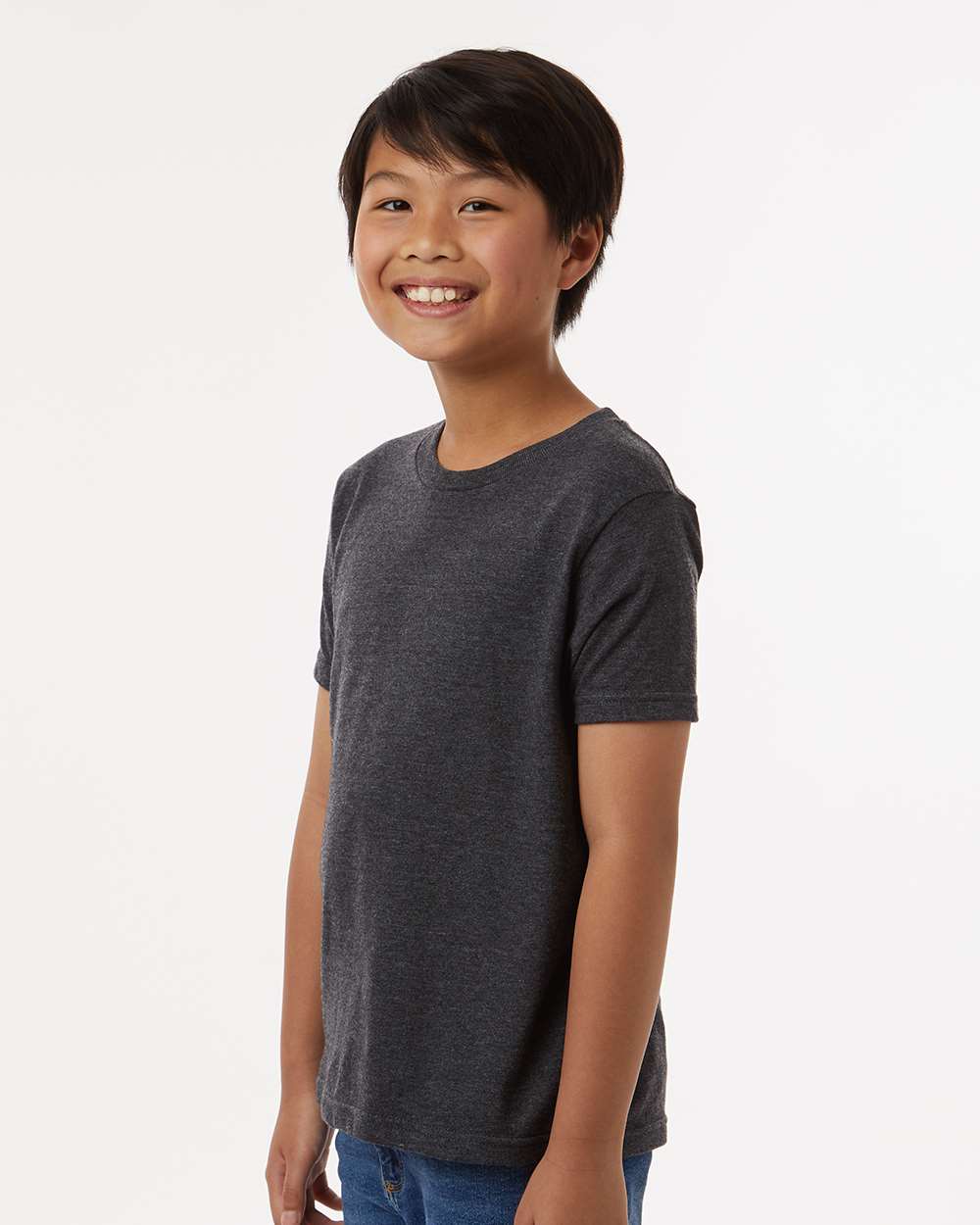 Youth Fine Jersey T-Shirt - OnModelSide - B20459592 - Heather Graphite