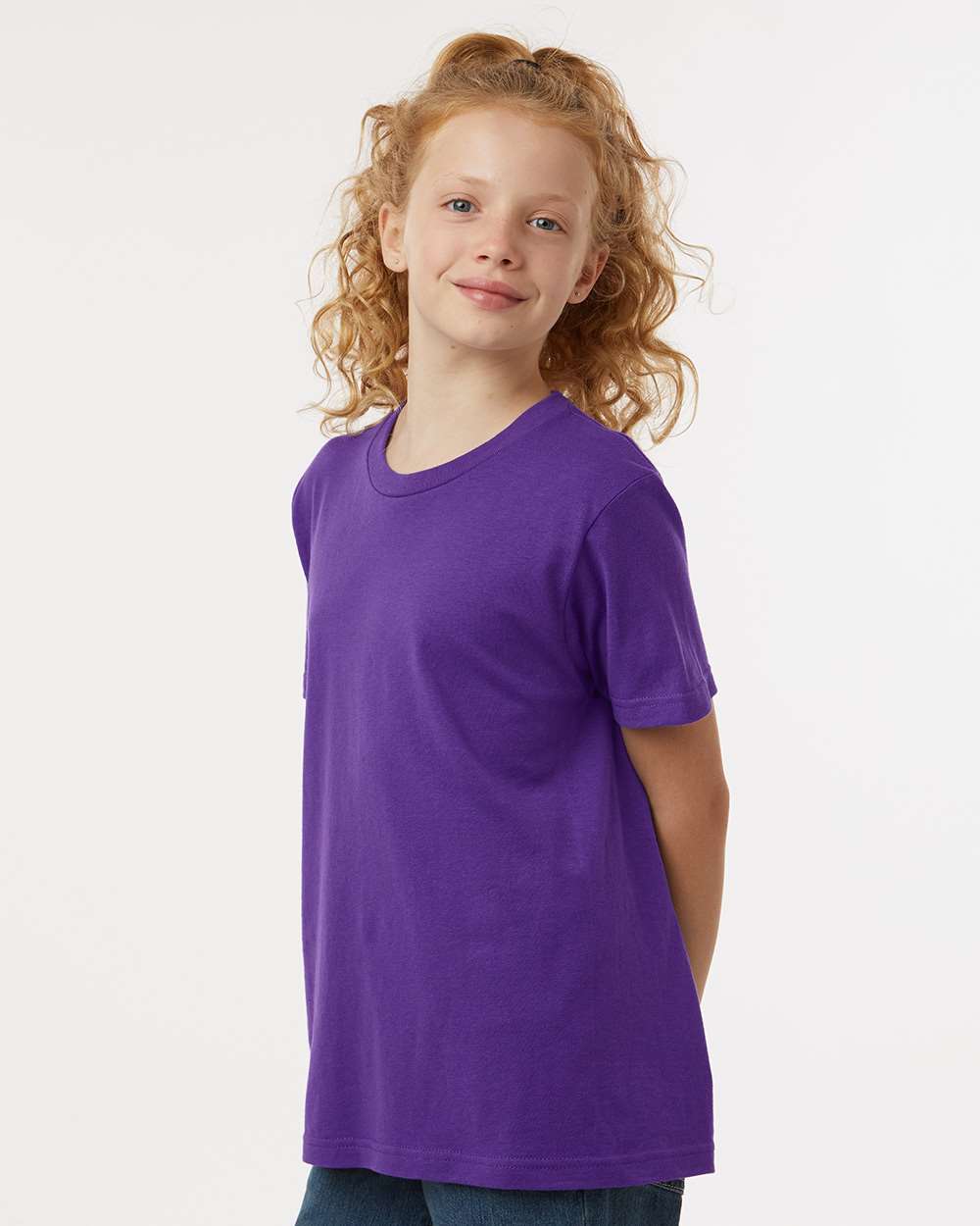 Youth Fine Jersey T-Shirt - OnModelSide - B20459642 - Purple