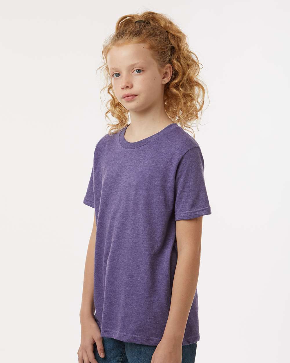 Youth Fine Jersey T-Shirt - OnModelSide - B20459672 - Heather Purple
