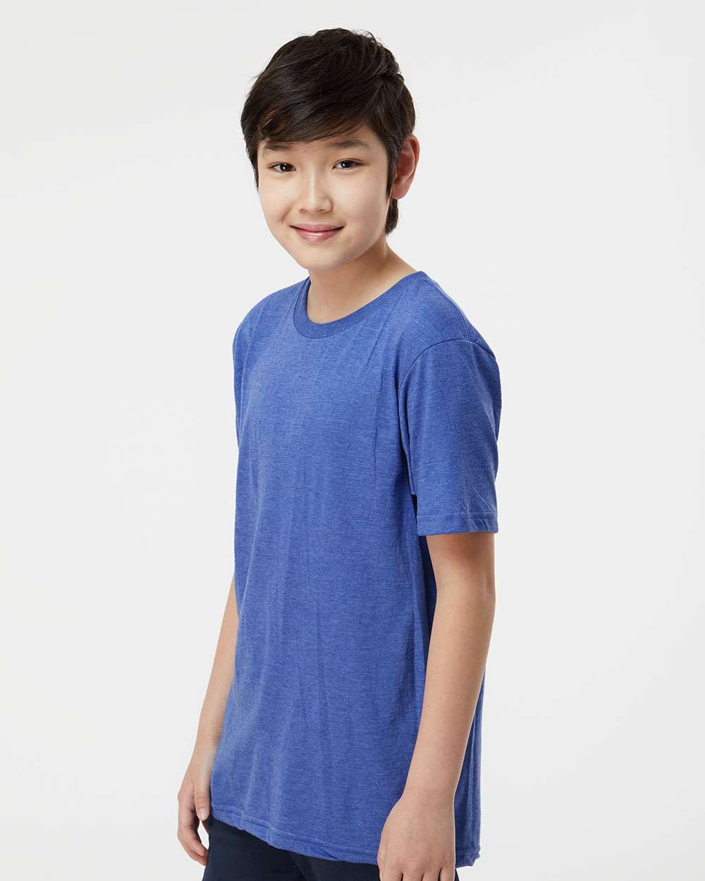 Youth Fine Jersey T-Shirt - OnModelSide - B20459752 - Heather Royal