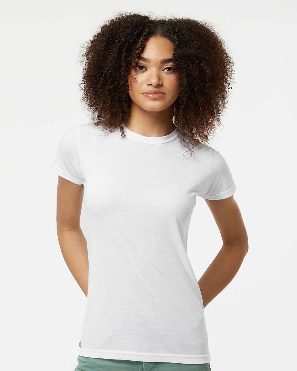Women's Poly-Rich T-Shirt - OnModelFront - B20559002 - White