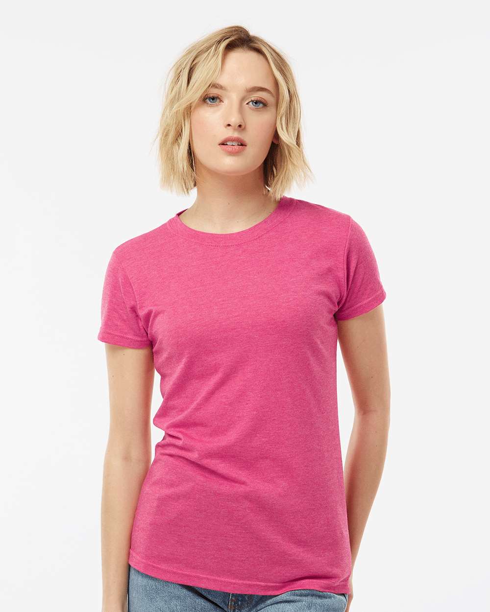 Women's Poly-Rich T-Shirt - OnModelFront - B20559302 - Heather Fuchsia