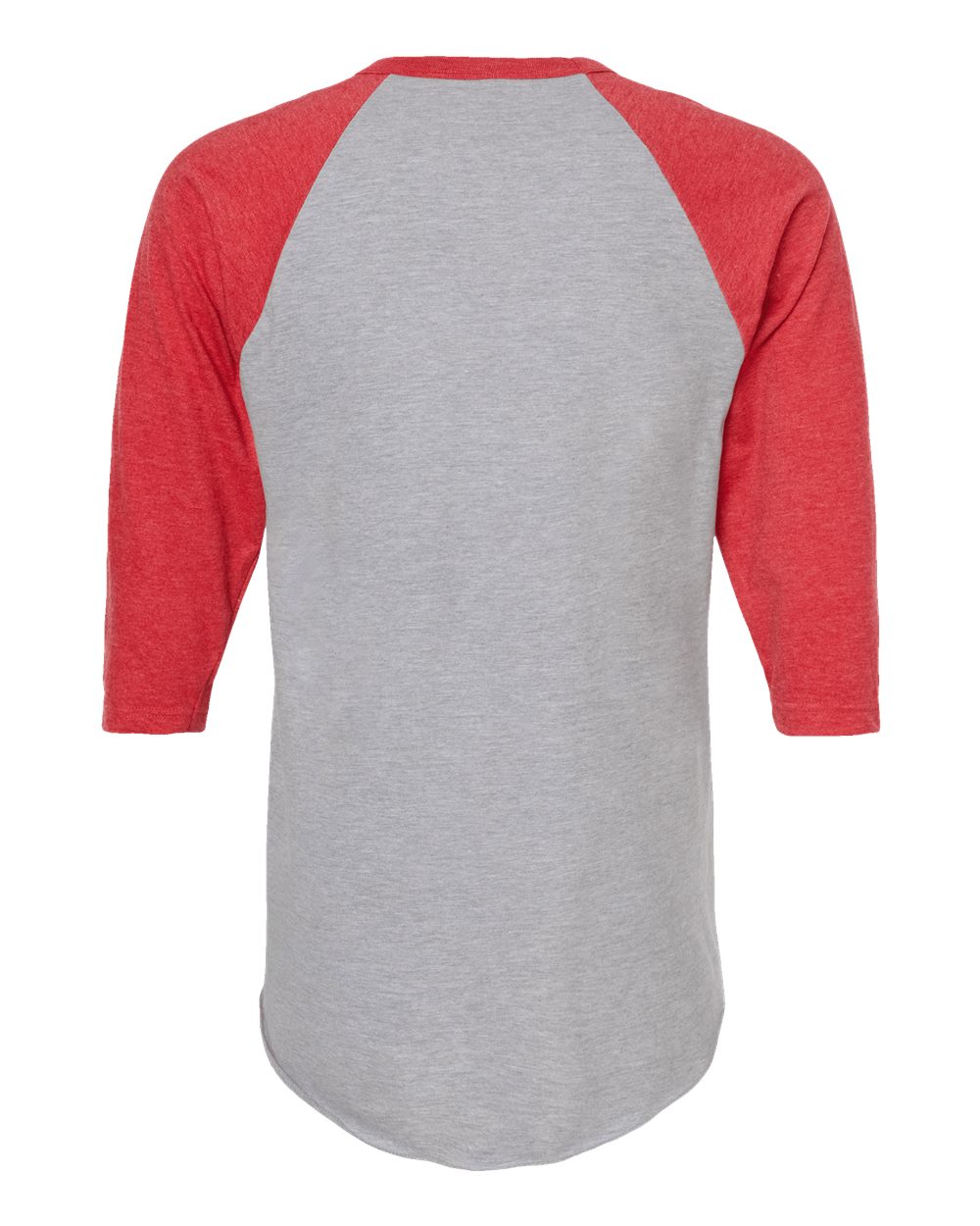 Unisex Fine Jersey Raglan T-Shirt - Back - B30359112 - Heather Grey/ Heather Red