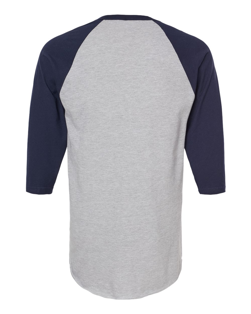 Unisex Fine Jersey Raglan T-Shirt - Back - B30359122 - Heather Grey/ Navy