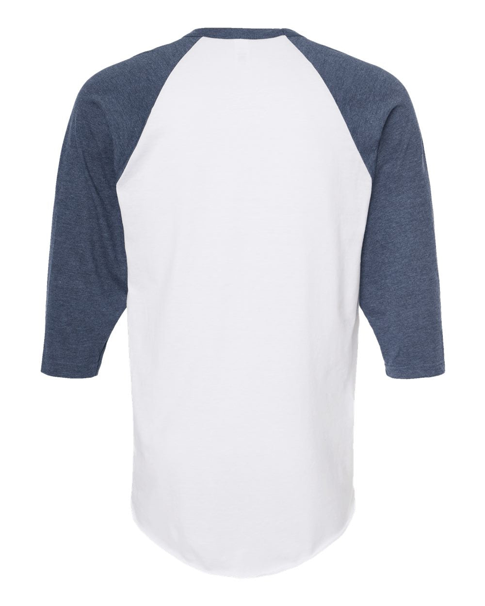 Unisex Fine Jersey Raglan T-Shirt - Back - B30359172 - White/ Heather Denim
