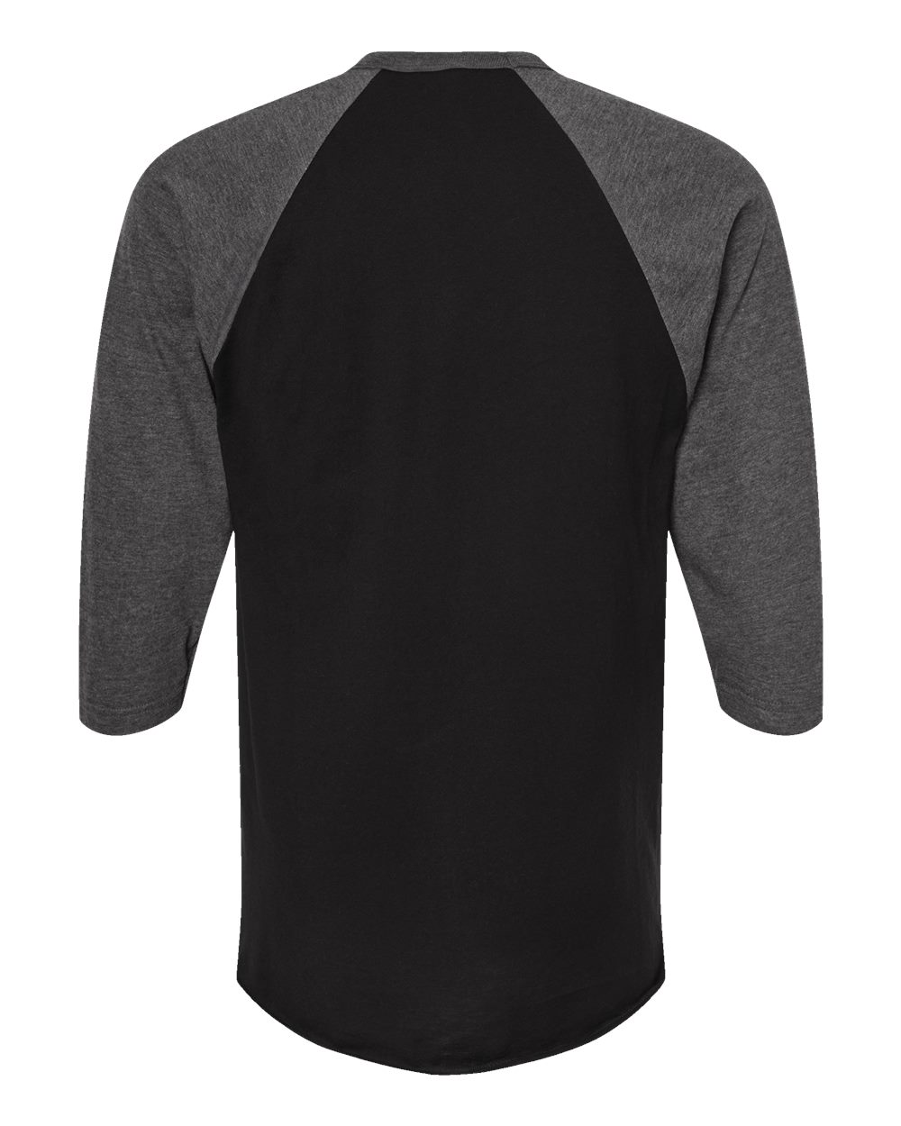 Unisex Fine Jersey Raglan T-Shirt - Back - B30359582 - Black/ Heather Charcoal