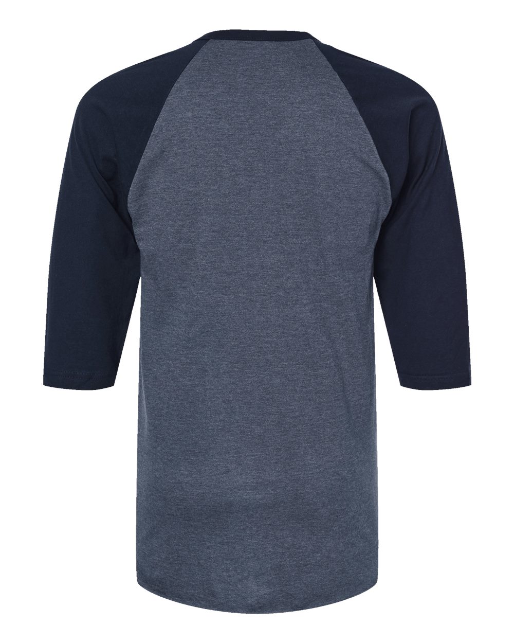 Unisex Fine Jersey Raglan T-Shirt - Back - B30359652 - Heather Denim/ Navy