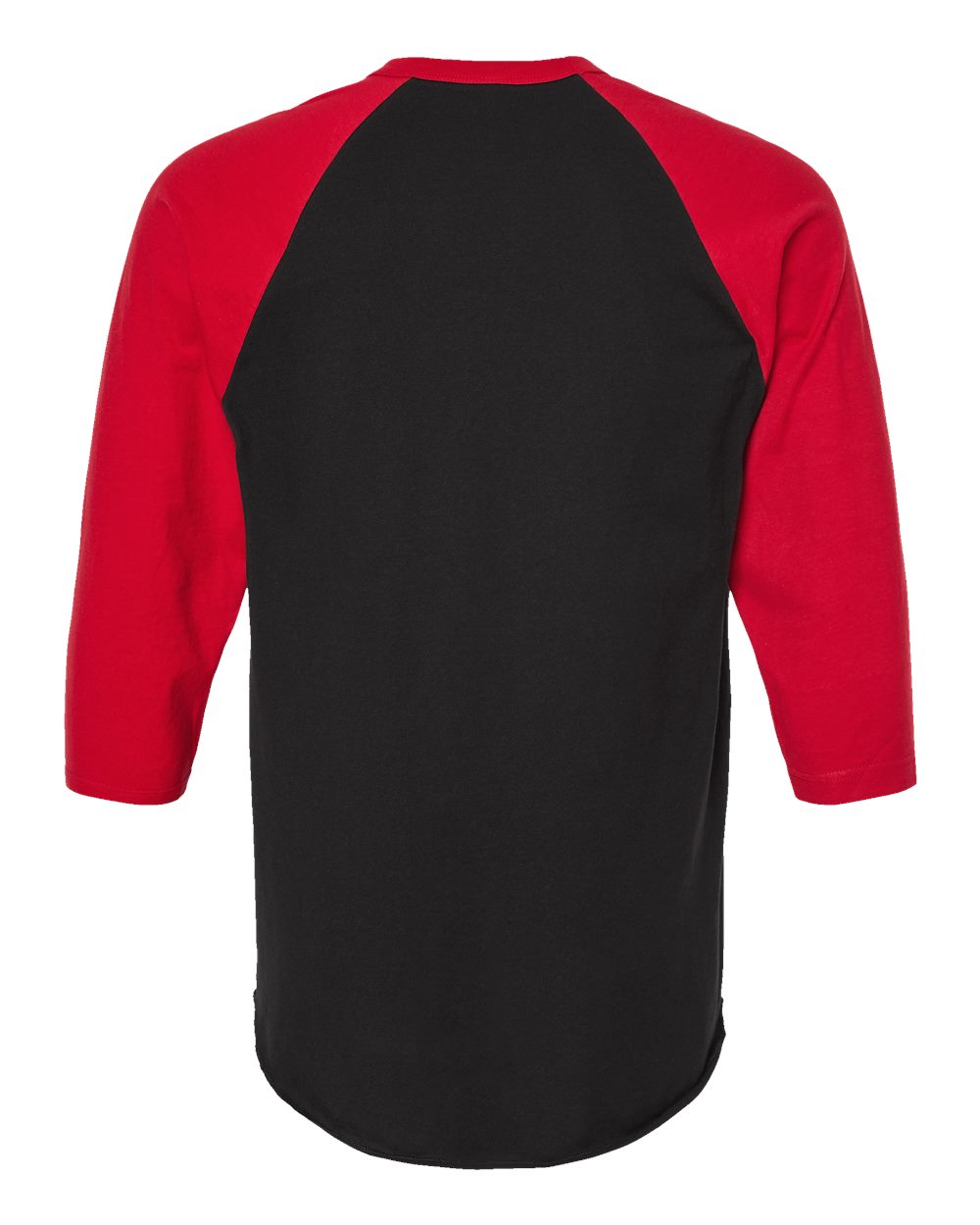 Unisex Fine Jersey Raglan T-Shirt - Back - B30359702 - Black/ Red