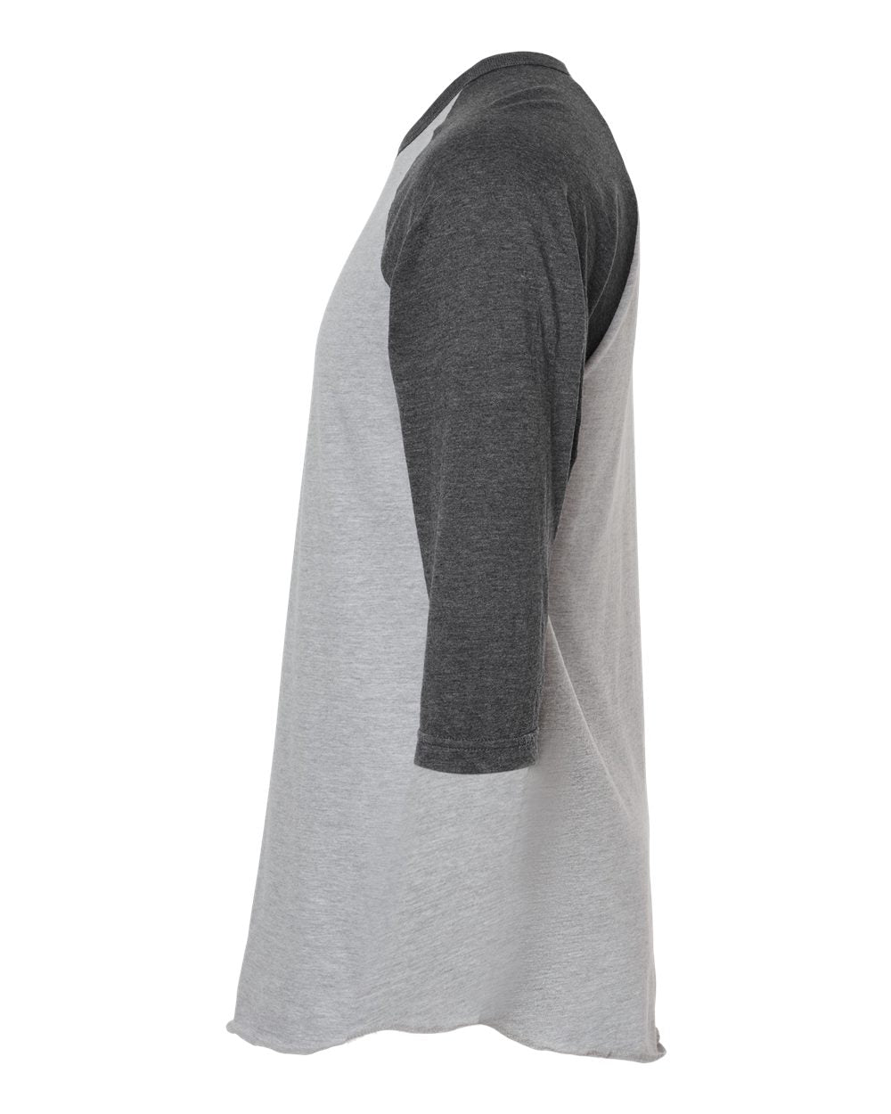 Unisex Fine Jersey Raglan T-Shirt - DirectSide - B30359102 - Heather Grey/ Heather Charcoal