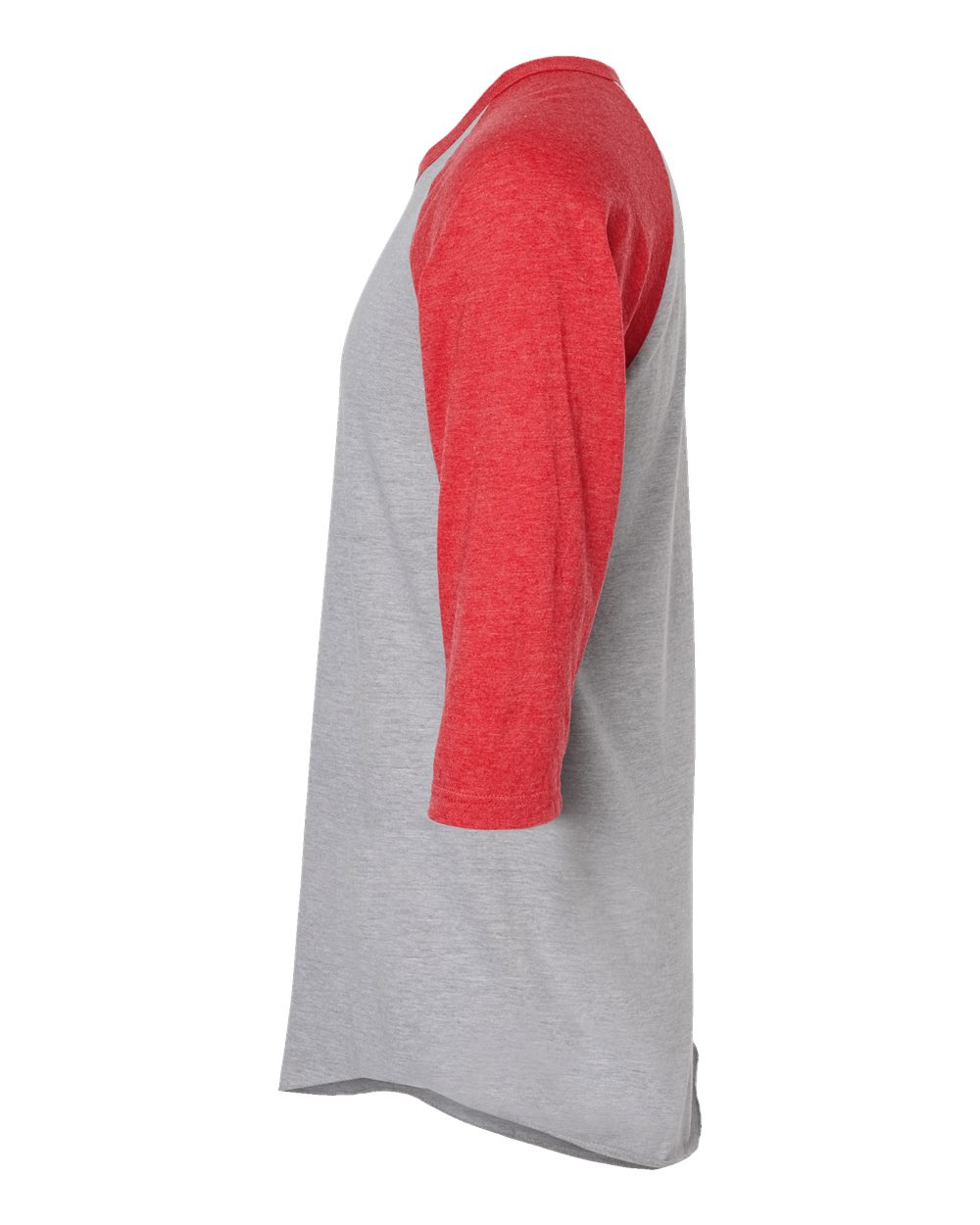 Unisex Fine Jersey Raglan T-Shirt - DirectSide - B30359112 - Heather Grey/ Heather Red