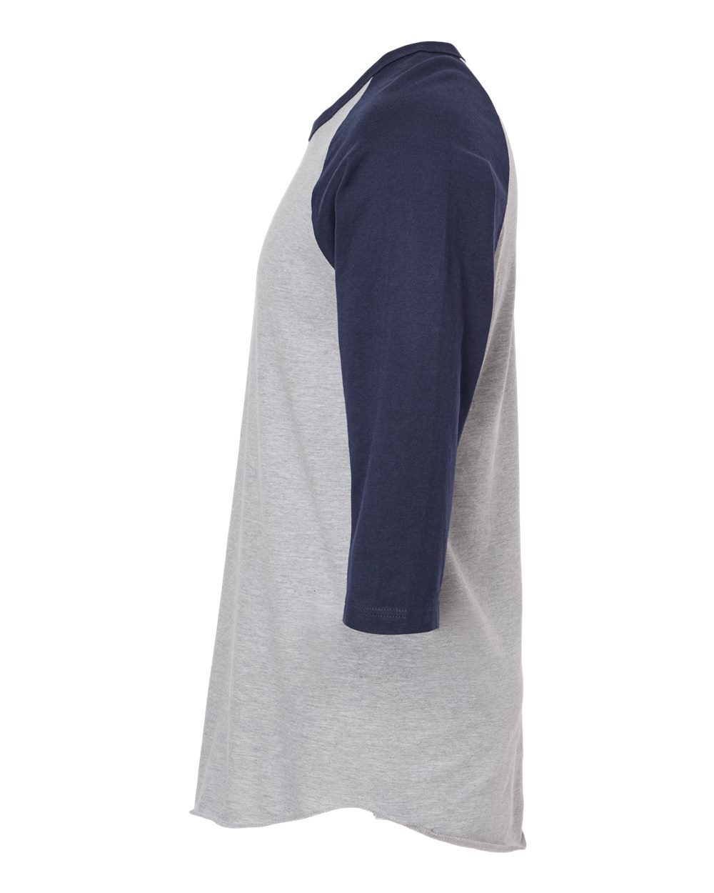 Unisex Fine Jersey Raglan T-Shirt - DirectSide - B30359122 - Heather Grey/ Navy