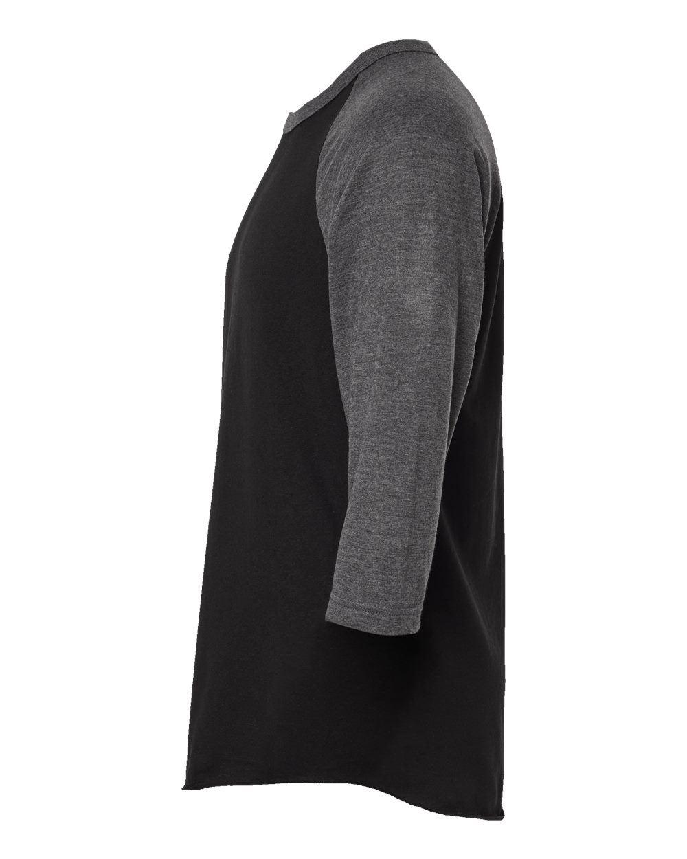 Unisex Fine Jersey Raglan T-Shirt - DirectSide - B30359582 - Black/ Heather Charcoal