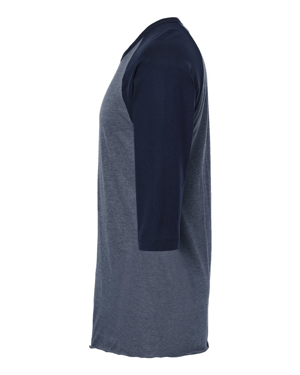 Unisex Fine Jersey Raglan T-Shirt - DirectSide - B30359652 - Heather Denim/ Navy