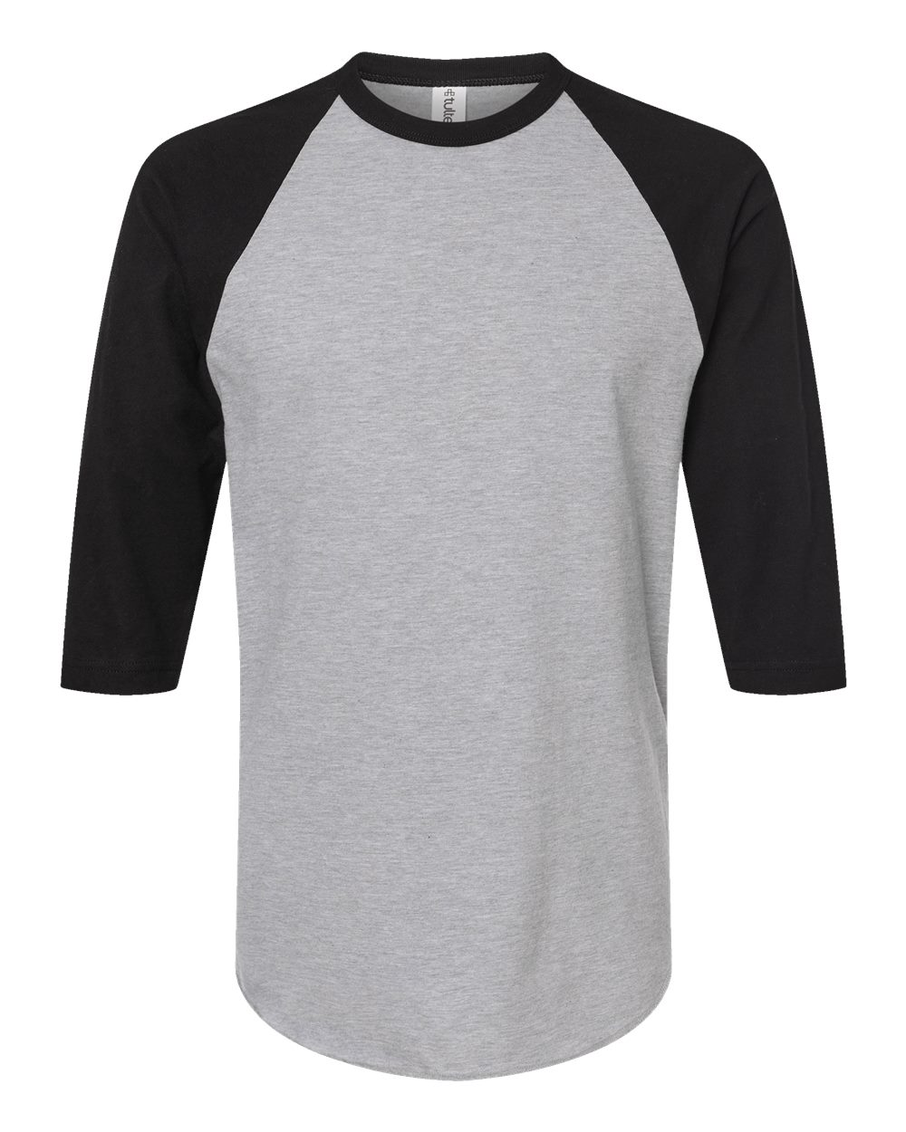 Unisex Fine Jersey Raglan T-Shirt - Front - B30359092 - Heather Grey/ Black