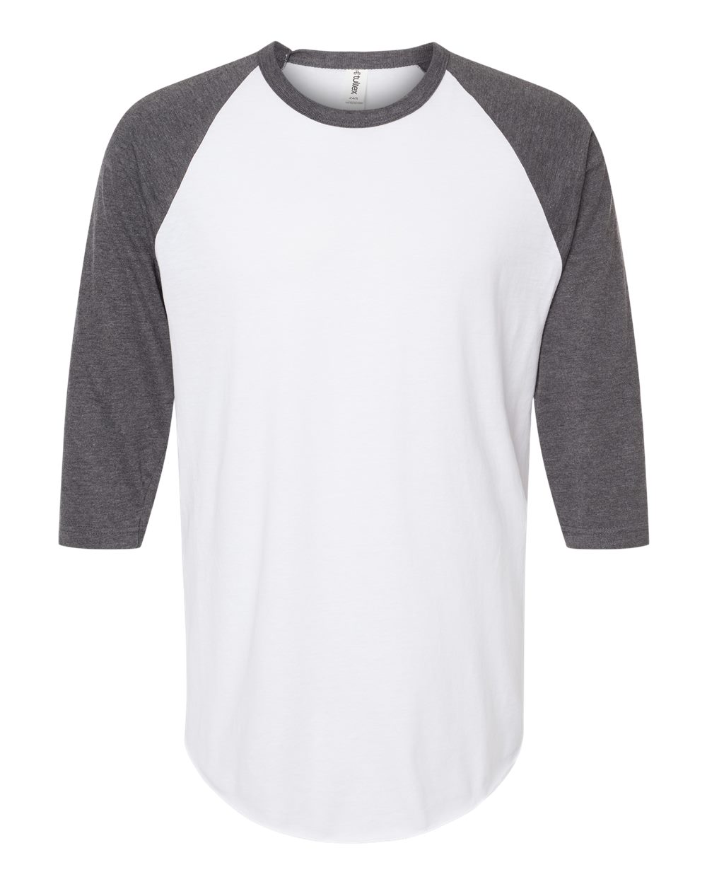 Unisex Fine Jersey Raglan T-Shirt - Front - B30359162 - White/ Heather Charcoal