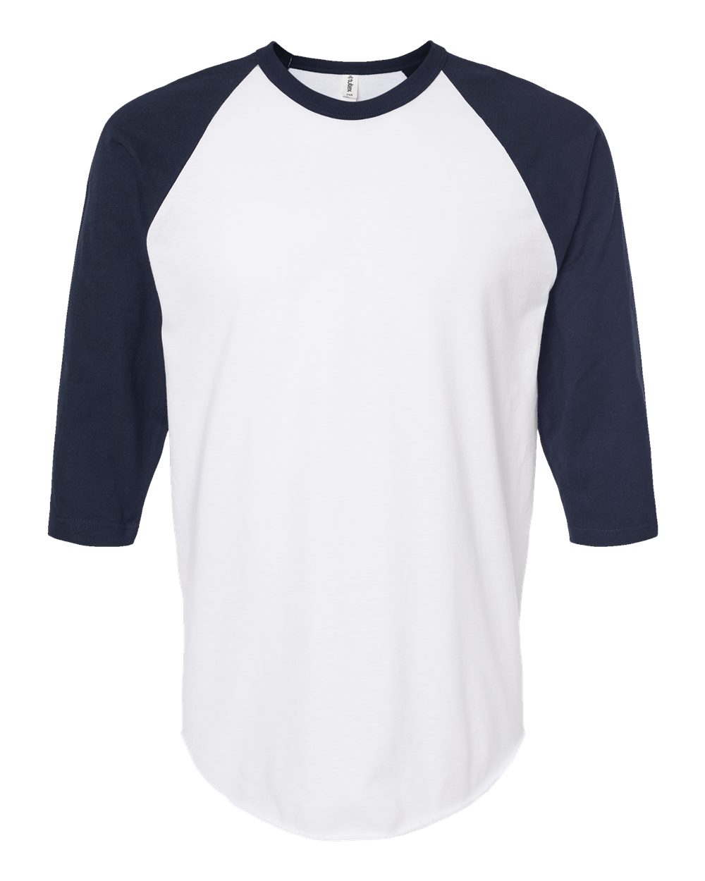 Unisex Fine Jersey Raglan T-Shirt - Front - B30359192 - White/ Navy