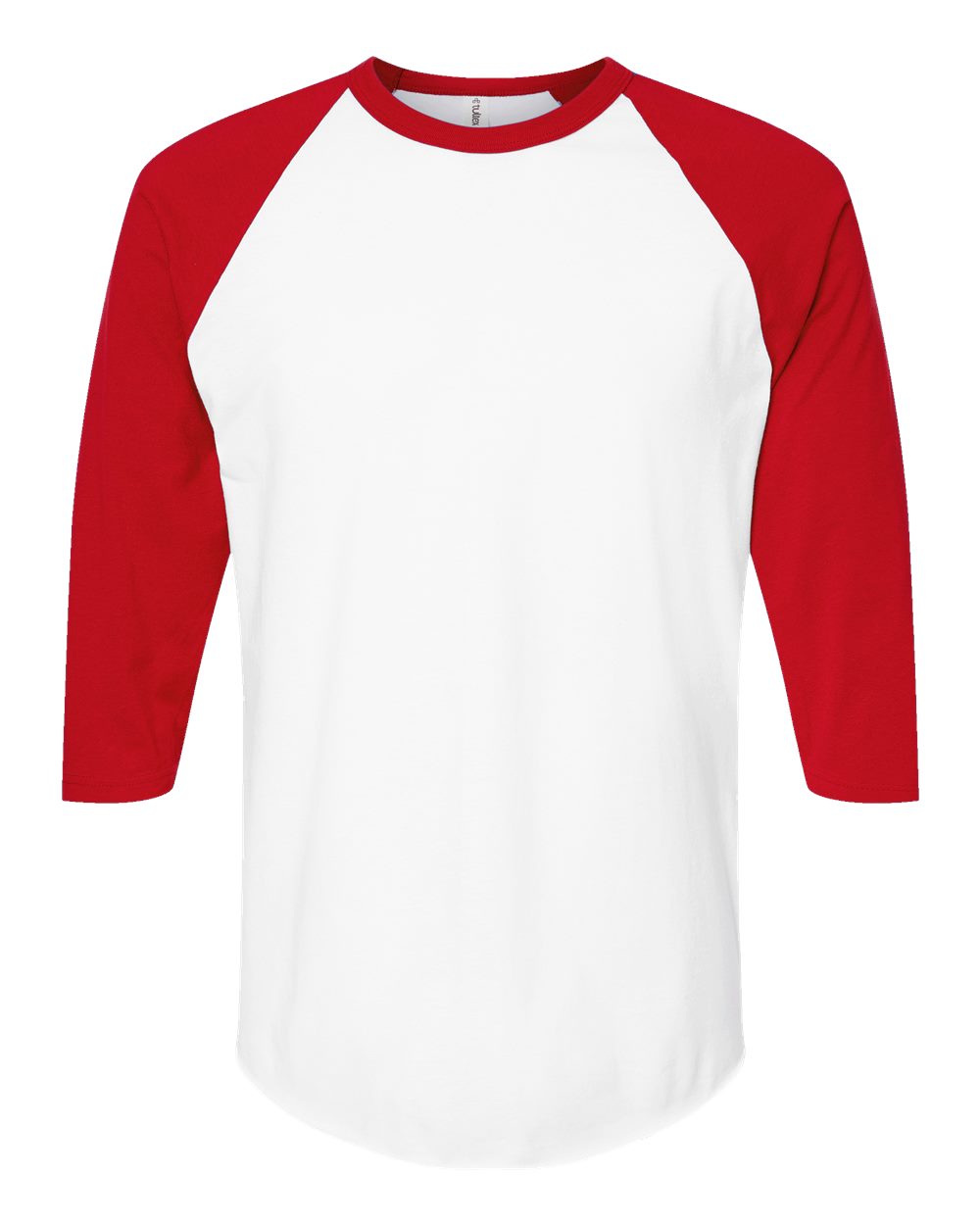 Unisex Fine Jersey Raglan T-Shirt - Front - B30359202 - White/ Red