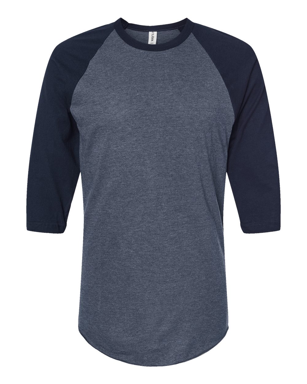 Unisex Fine Jersey Raglan T-Shirt - Front - B30359652 - Heather Denim/ Navy